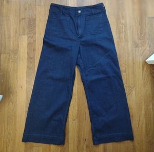 Anthropologie Maeve Colette Cropped Wide Leg Jeans in denim dark